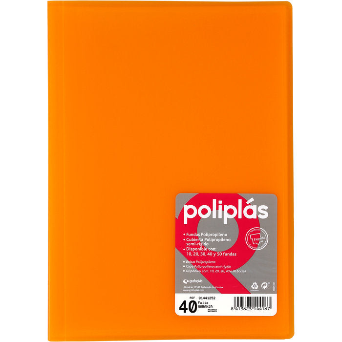 Carpeta Fº 40 Fundas Soldadas Translucidas Naranja
