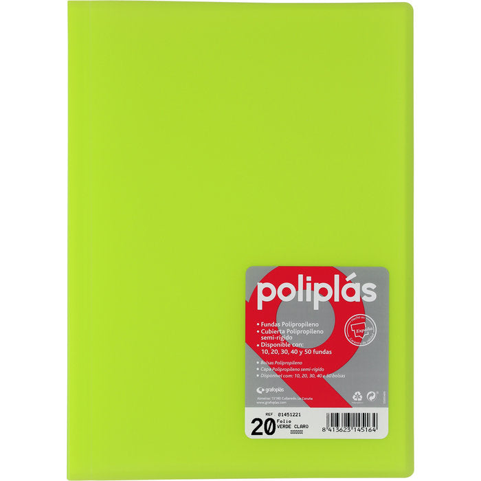 Carpeta Fº 20 Fundas Soldadas Translucidas Verde Claro