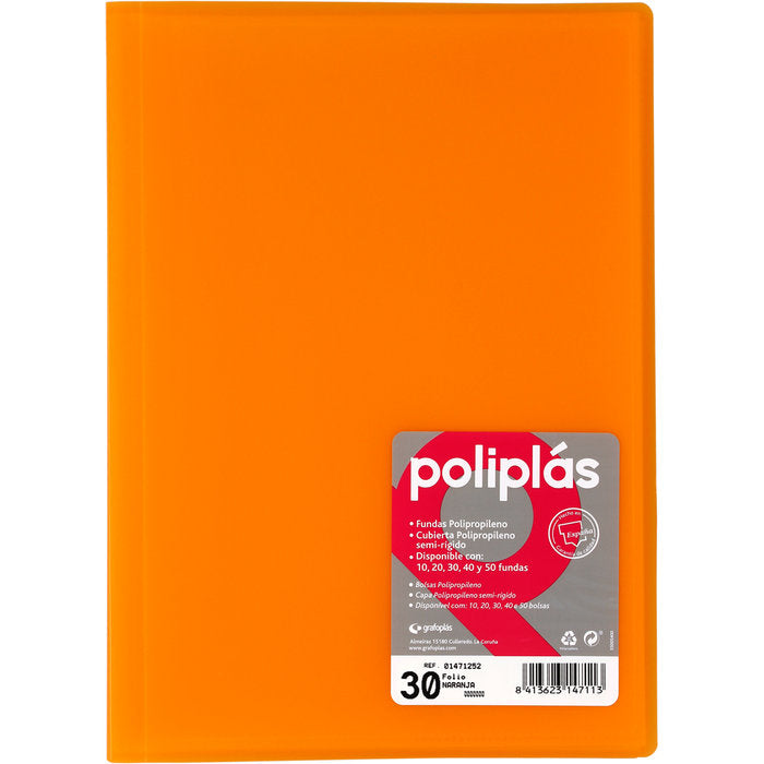 Carpeta Fundas Soldadas Translucidas Naranja GRAFOPLAS Pack 30