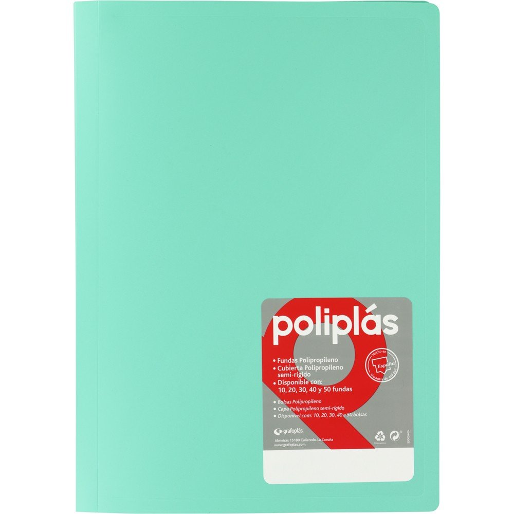 Carpeta Funda Soldada Verde Agua GRAFOPLAS Pack 10