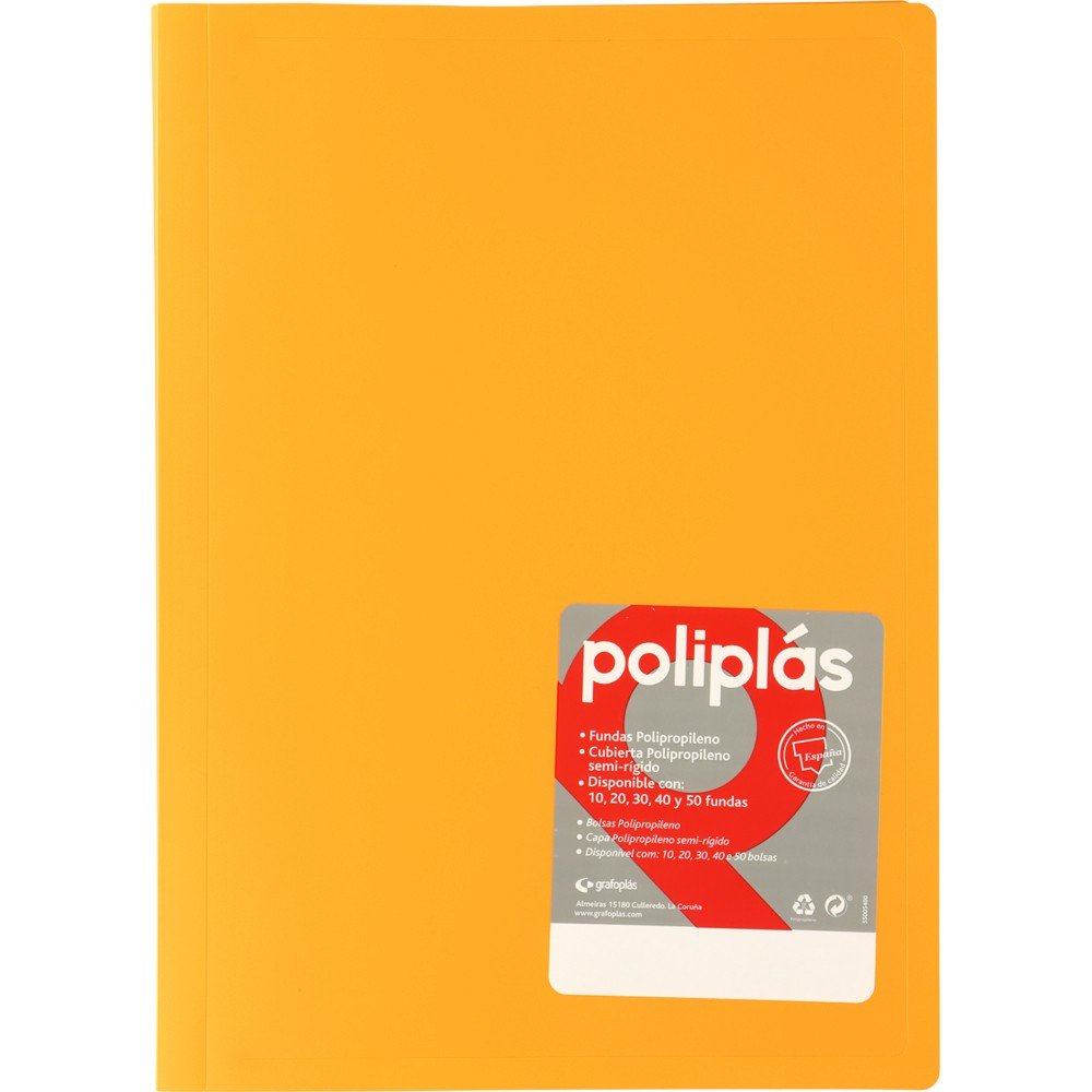 Carpeta Fº 10 Fundas Soldadas Opacas Mandarina Poliplas GRAFOPLAS Imagen principal del producto