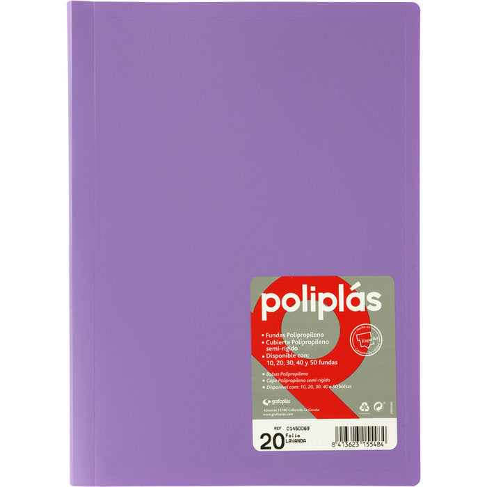 Carpeta Fº 20 Fundas Soldadas Opacas Lavanda GRAFOPLAS Imagen principal del producto