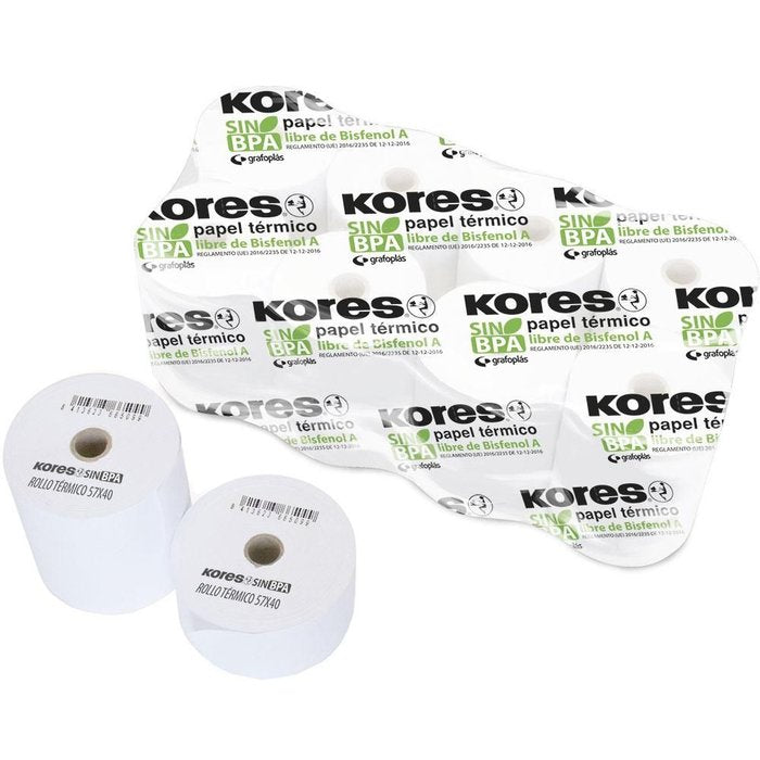 Rollo Papel Térmico 57x48x12 mm sin Bisfenol Kores 26,5 m
