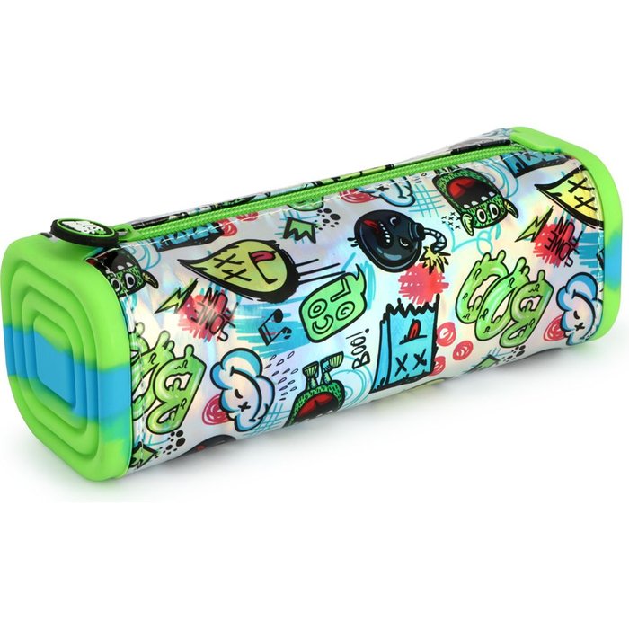 PORTATODO SILICONA VERDE IRIDISCENTE MONSTRUOS BITS&BOBS | GRAFOPLAS DISEÑO