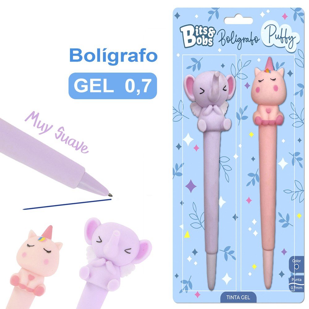 Blíster 2 bolígrafos Puffy Gel 0,7mm Bits&Bobs