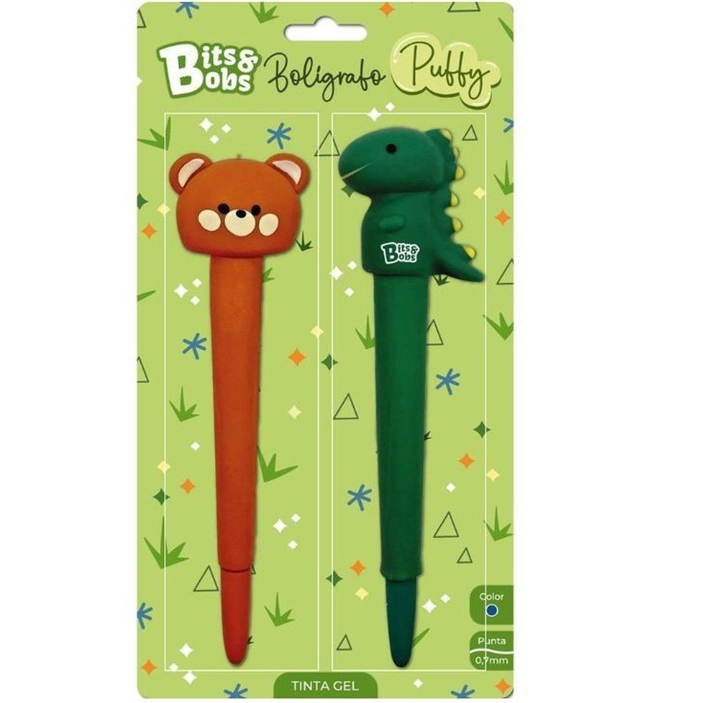Blíster 2 bolígrafos Puffy Gel Dinosaurio Bear Bits&Bobs