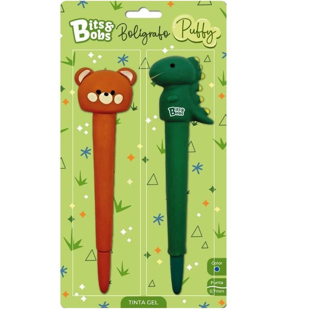 Blíster 2 bolígrafos Puffy Gel Dinosaurio Bear Bits&Bobs