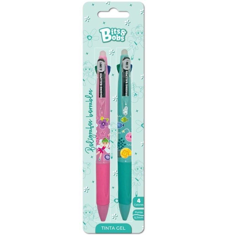 Blíster 2 bolígrafos gel borrables 0,7mm Bits&Bobs