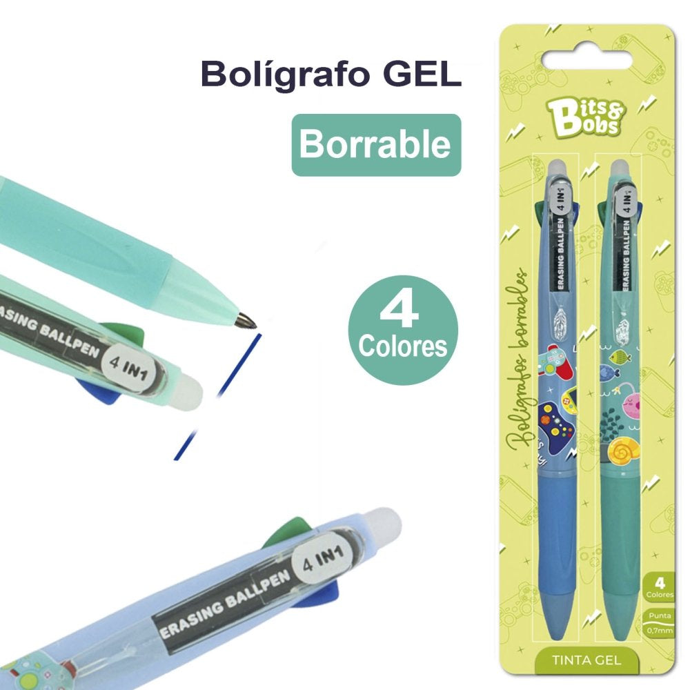 Bolígrafo Borrable 4 en 1 Bits&Bobs 0,7 mm