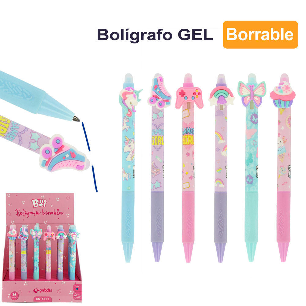 Expositor 36 Bolígrafos Gel Borrable Cute Surt Marca BITS&BOBS