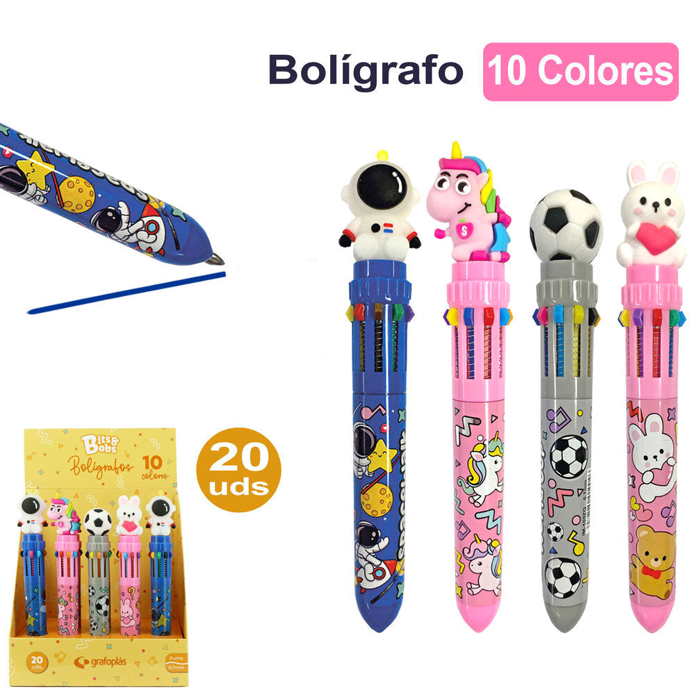 Expositor 20 Bolígrafos 10 Colores Tinta Aceite BITS&BOBS