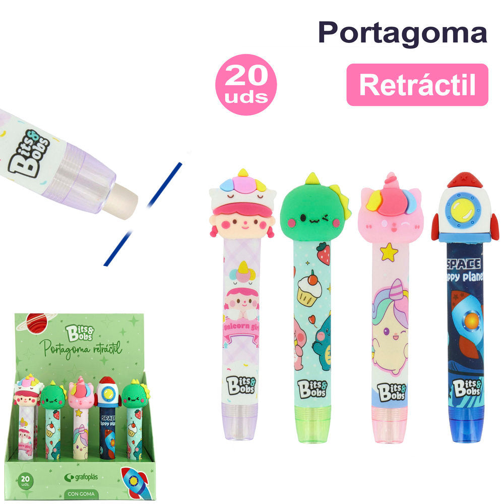 Expositor 20 Portagomas Retractil con Goma Surtido BITS&BOBS