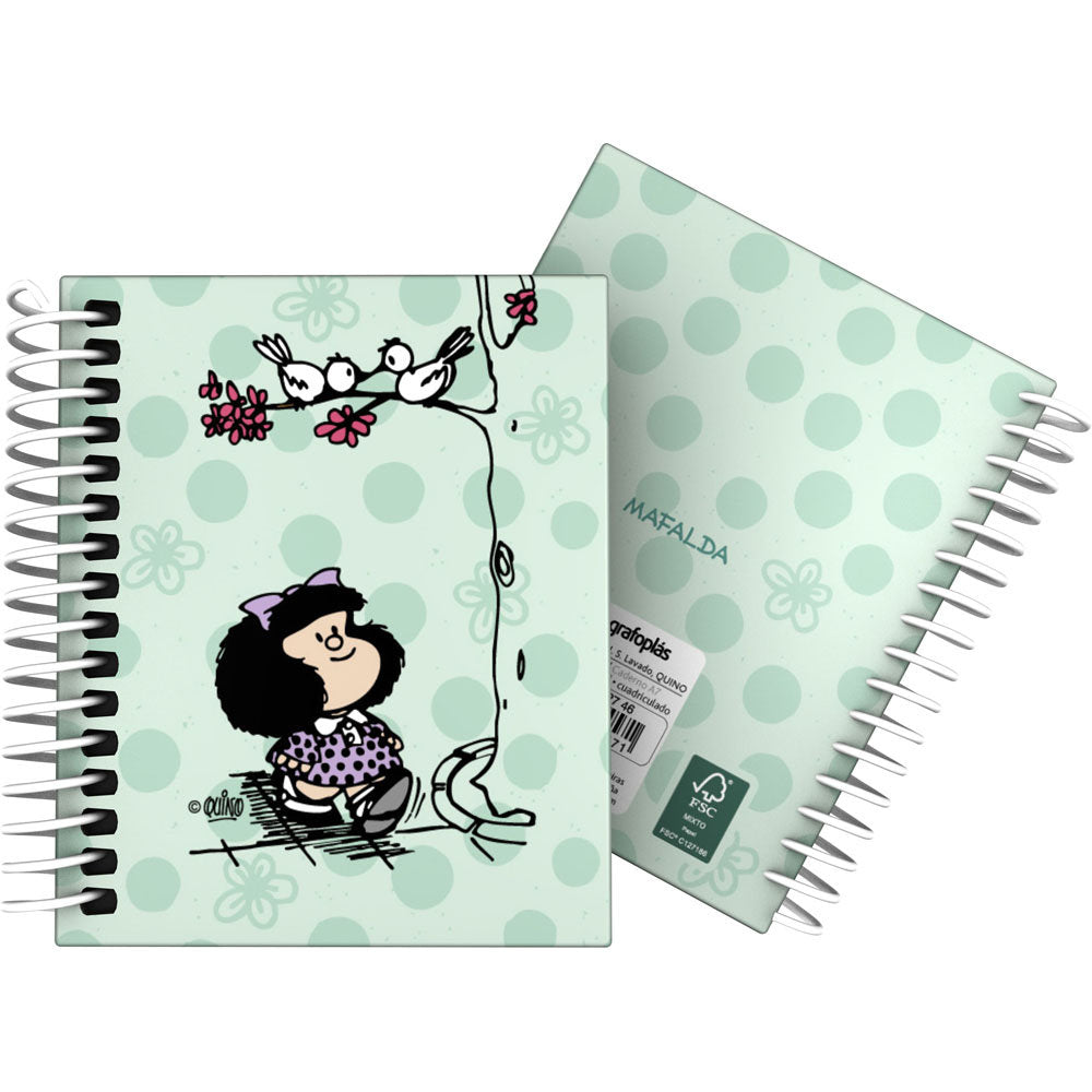 Cuaderno For A7 100H 70G Cuadro 5MM Mafalda Kiss GRAFOPLAS DISEÑO