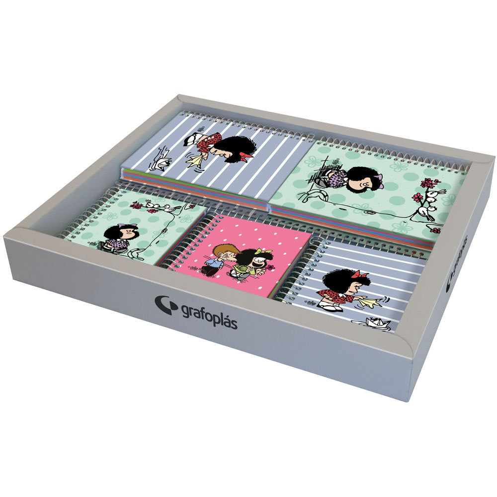 Expositor 12 Cuadernos Mafalda GRAFOPLAS Diseño en tamaño A6 y A7