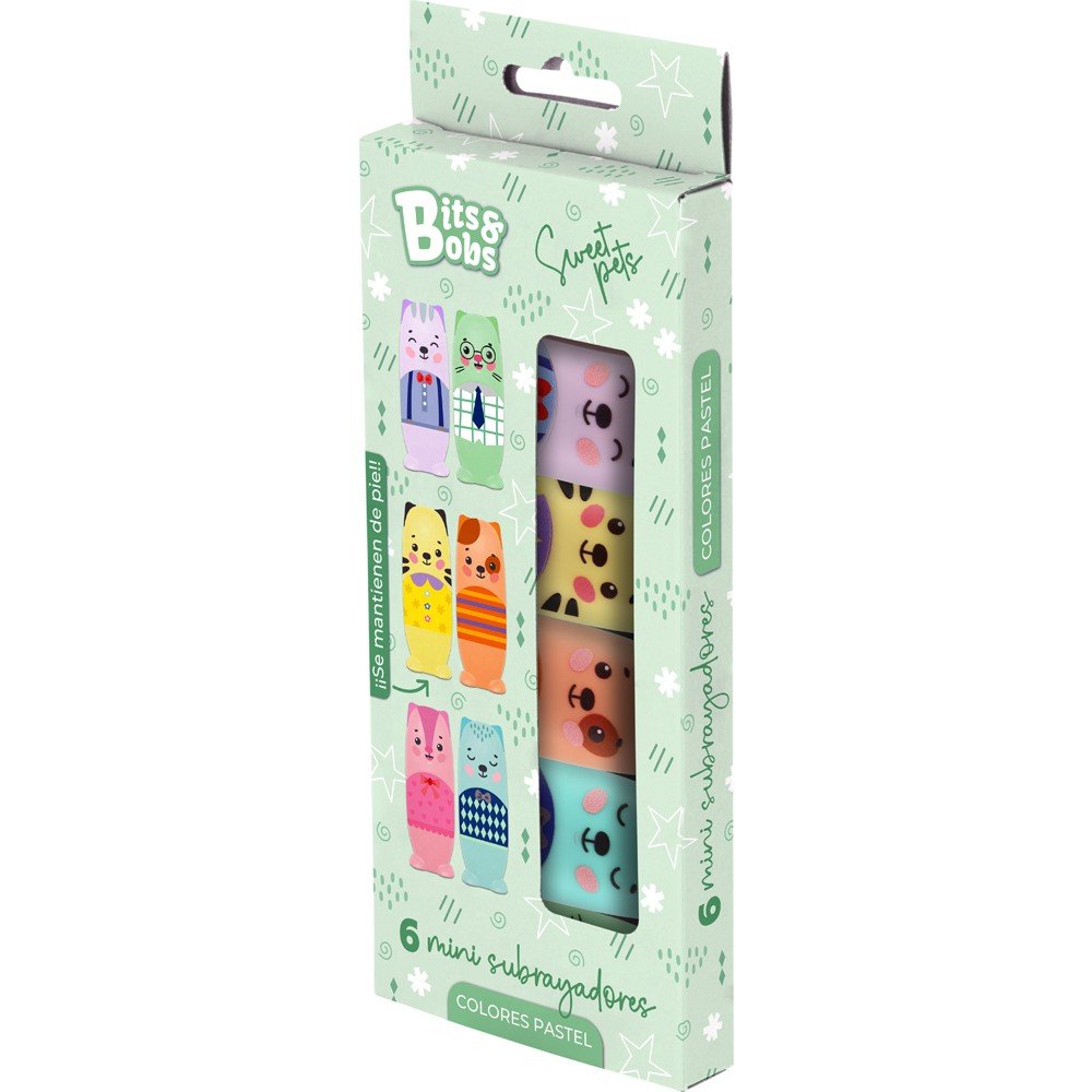 Blister 6 minisubrayadores pastel Sweet Pets Bits&Bobs