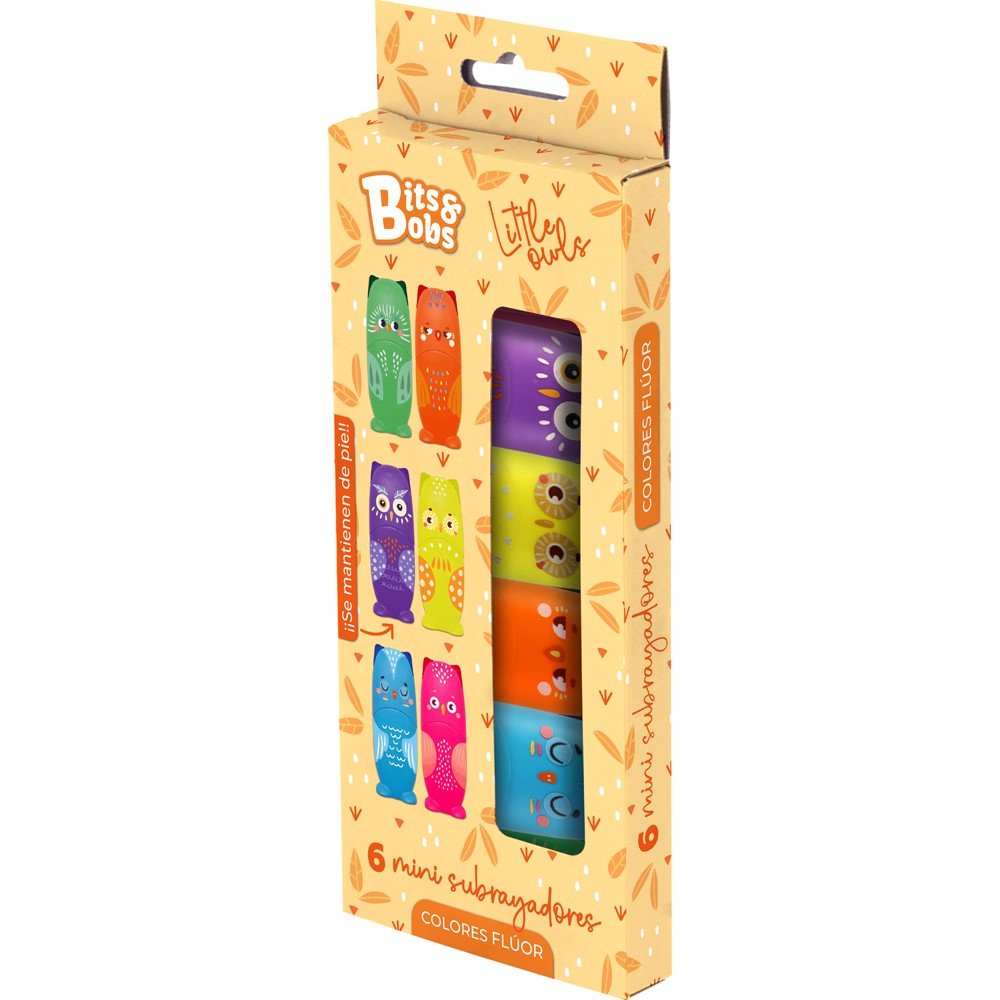 Blister 6 minisubrayadores flúor Little Owls Bits&Bobs