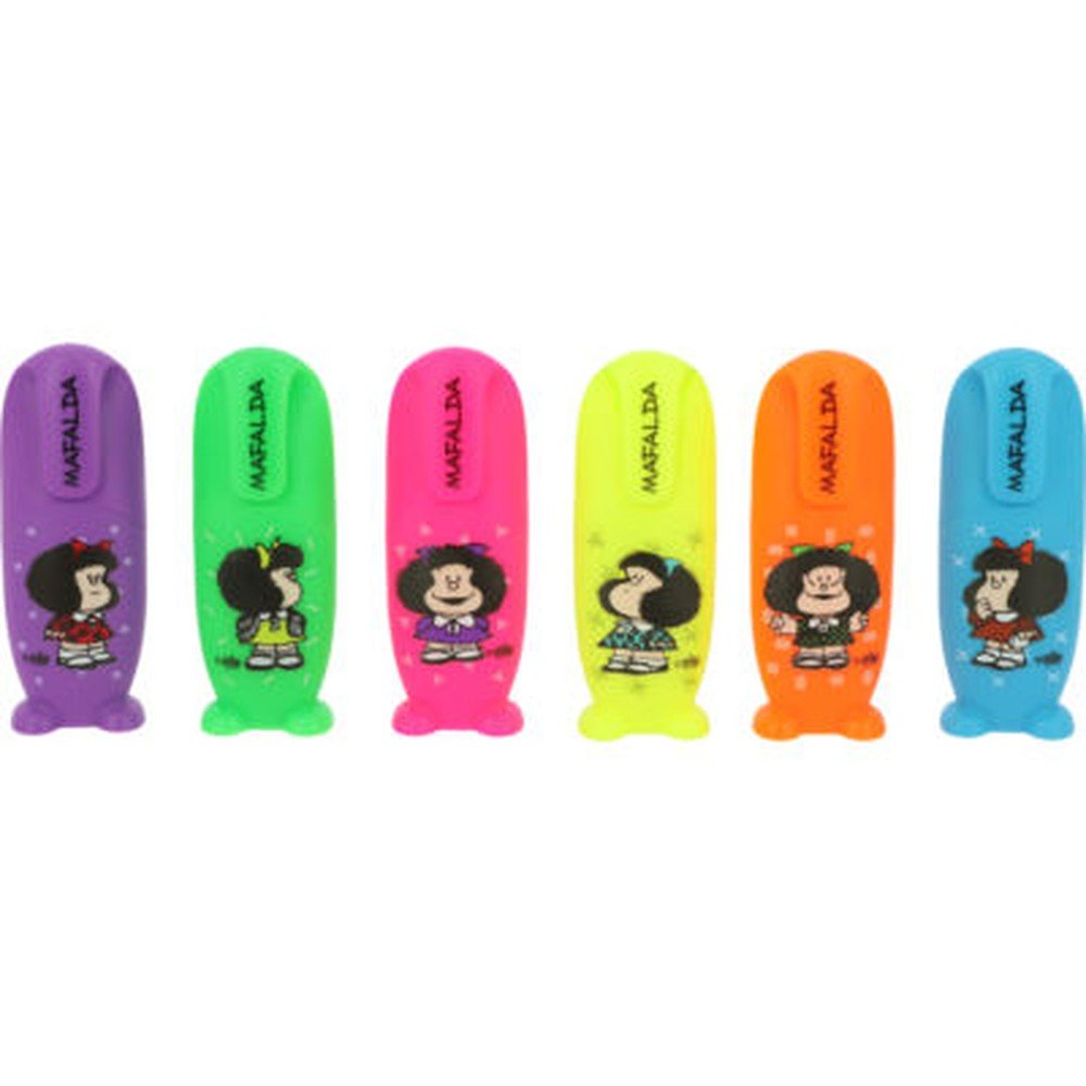 Blister 6 mini subrayador flúor Mafalda - Grafoplas