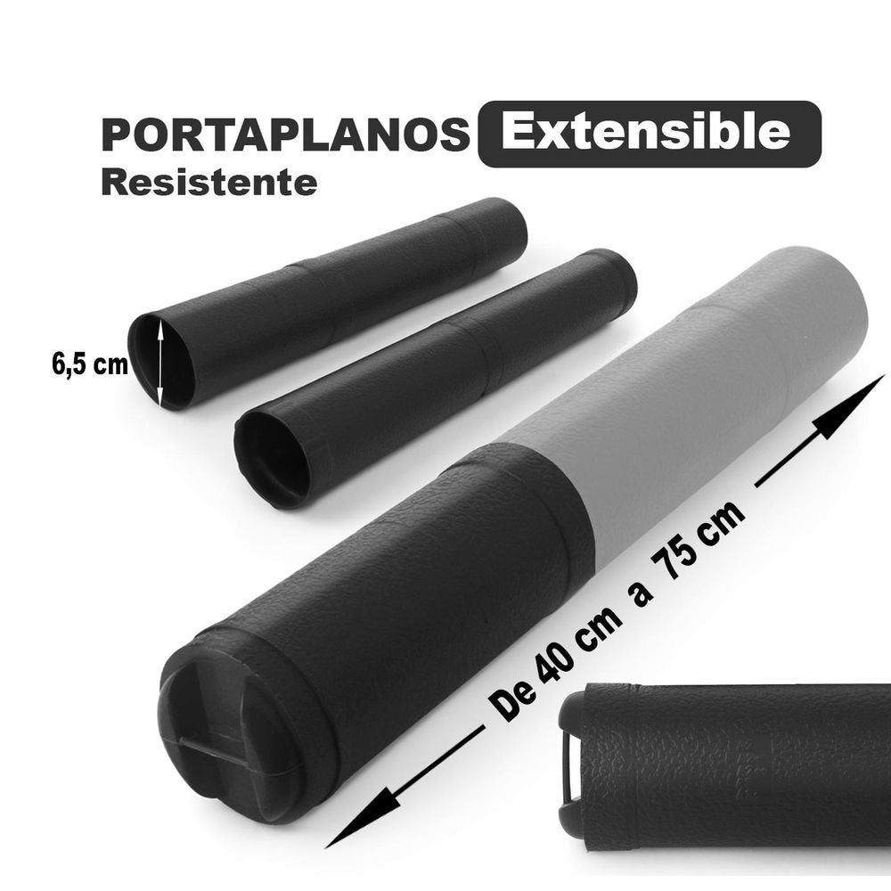 TUBO PORTAPLANOS EXTENSIBLE DE 40 A 75 CM NEGRO KATHAY | 1 UNIDADES | (KATHAY) Imagen principal del producto