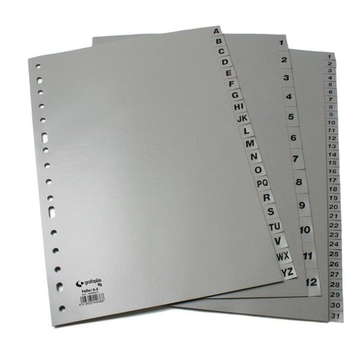 Juego Abecedario Xs 16 Taladros PP Folio Gris GRAFOPLAS Imagen principal del producto