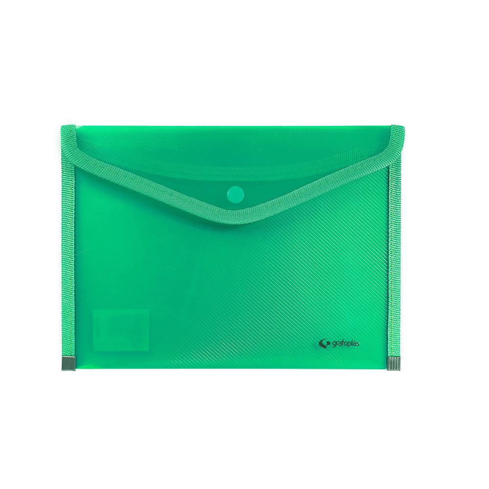 Sobres PP Rayado Folio Translucido Ribete Tela Verde GRAFOPLAS