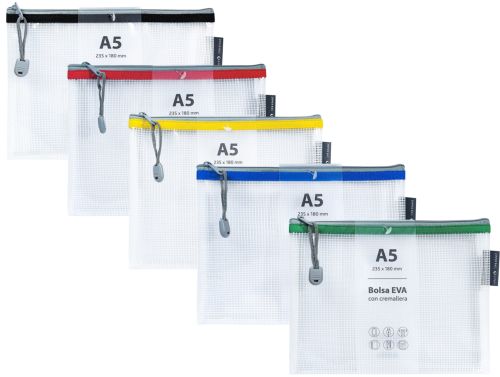 C/20 Bolsas Zipper Bag Cremallera A5 Colores Surtidos Imagen principal del producto