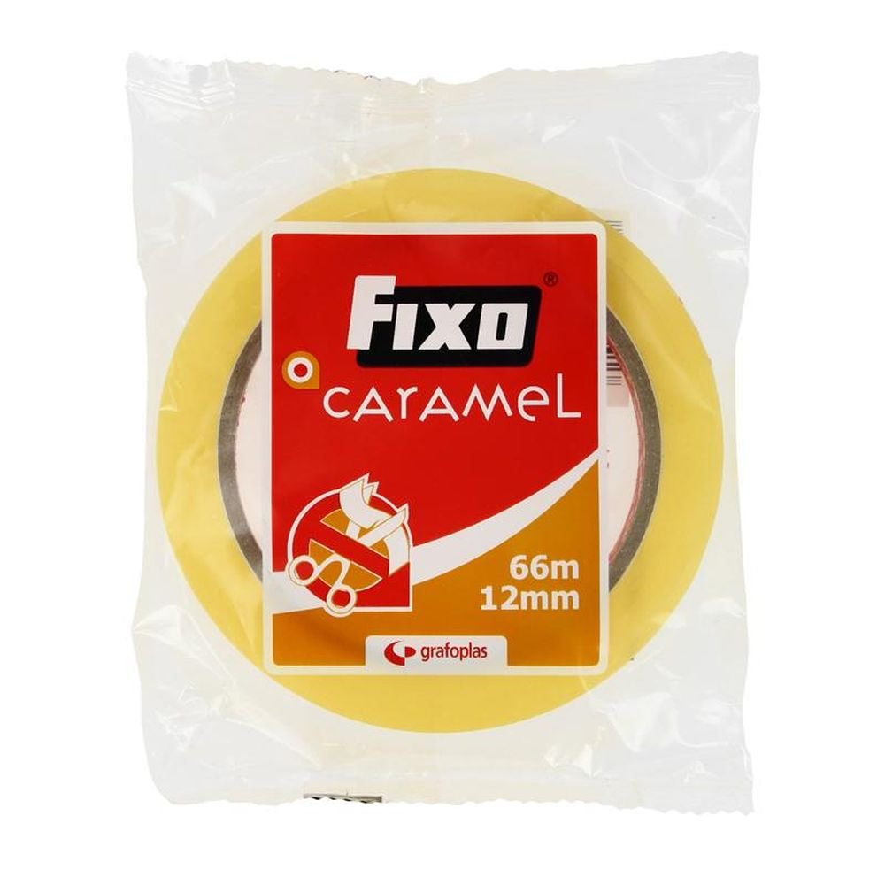 CINTA ADHESIVA 66X12 FIXO CARAMEL | 12 UNIDADES | (GRAFOPLAS)