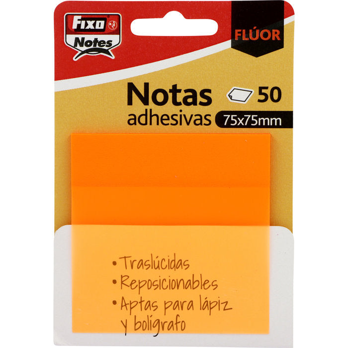 Bloc 50 Notas Adhesivas Translucidas 75x75 Naranja Fluor Imagen principal del producto