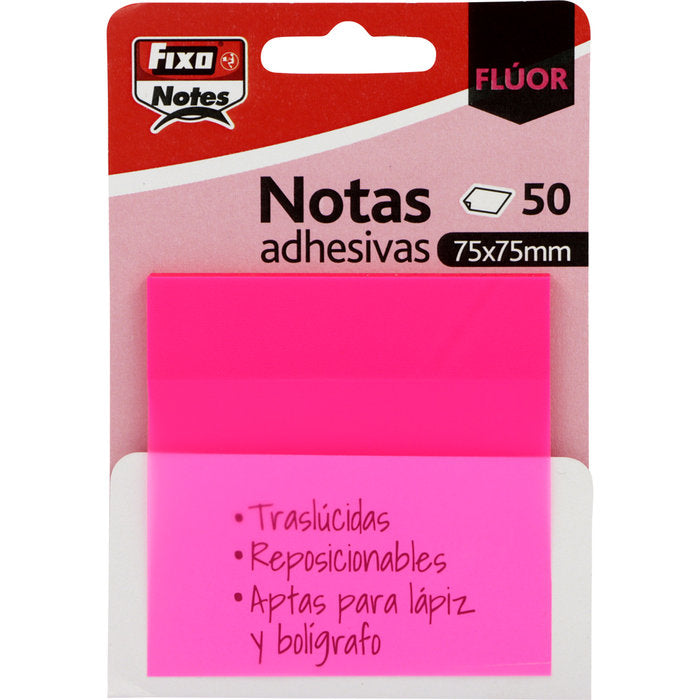 Bloc 50 Notas Adhesivas Translucidas 75x75 Rosa Fluor Imagen principal del producto