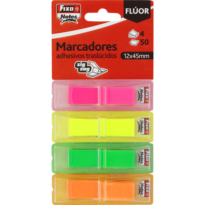 Blister 4 marcadores autoadhesivos translucidos colores fluo 4x50mm
