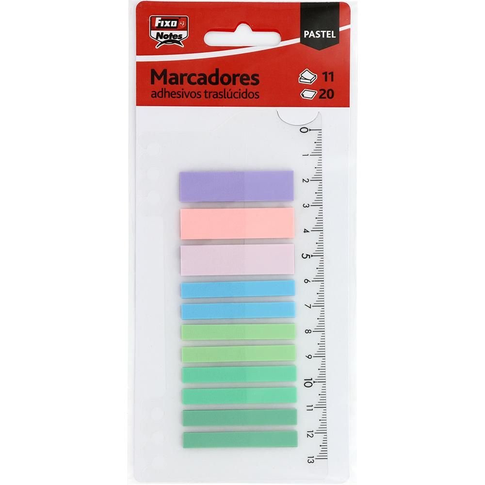 Blister marcadores autoadhesivos translucidos 12x45 con regla