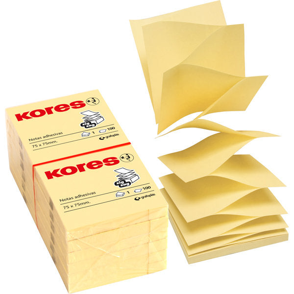 Bloc notas adhesivas zig-zag 75x75 mm amarillo pack 12 unidades Imagen principal del producto