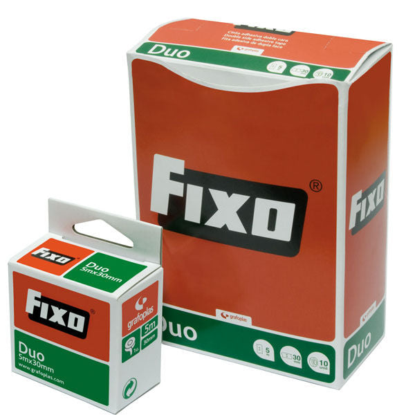 CINTA ADHESIVA 5X30 FIXO DUO DOBLE CARA | 10 UNIDADES | (GRAFOPLAS) Imagen principal del producto