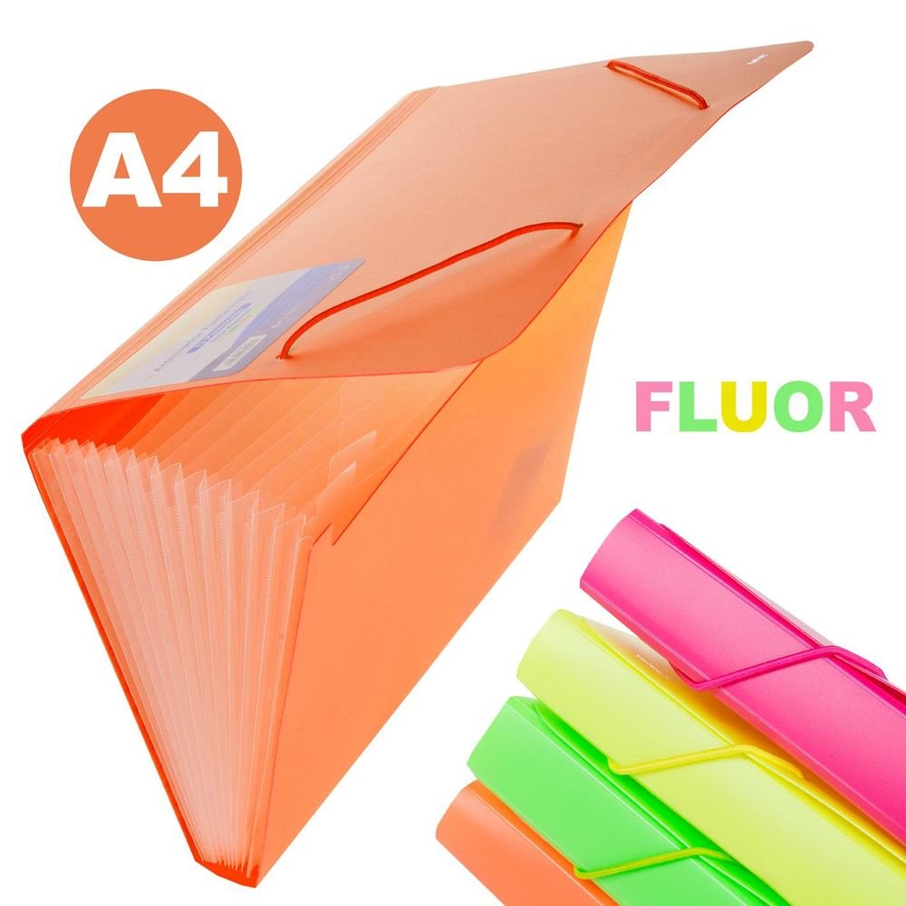 Archivador Fuelle PP A4 Fluor 13 Separadores C/goma Surtido Marca Centauro Imagen principal del producto