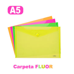 SOBRE PP FLUOR CUARTO BROCHE COLORES SURTIDOS KATHAY | 12 UNIDADES | (GRAFOPLAS)