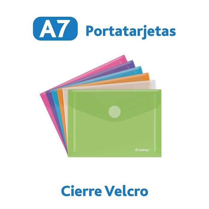 SOBRE PP TRANSLUCIDO A7 CIERRE TEXTIL SURTIDOS KATHAY | 12 UNIDADES | (GRAFOPLAS)