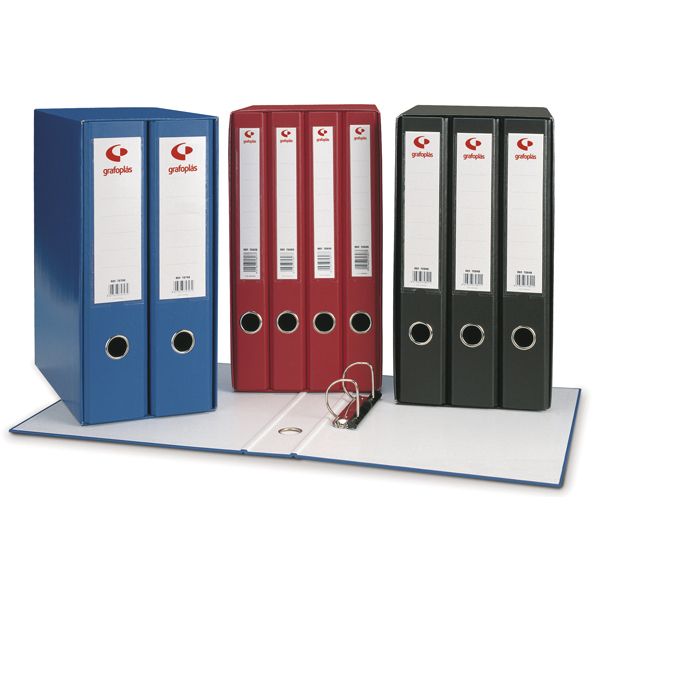Modulo 4 archivadores fº 2 anillas 25mm carton forrado en pp grafcolor azul