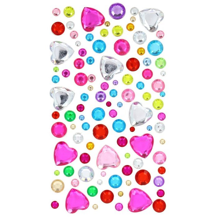 Blister Figuras Adhesivas Cristal Corazones y Circulos Surt