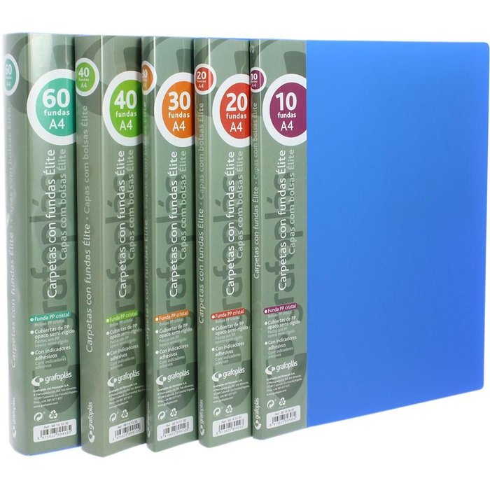 Carpeta 20 fundas elite a4 opaco color negro polipropileno
