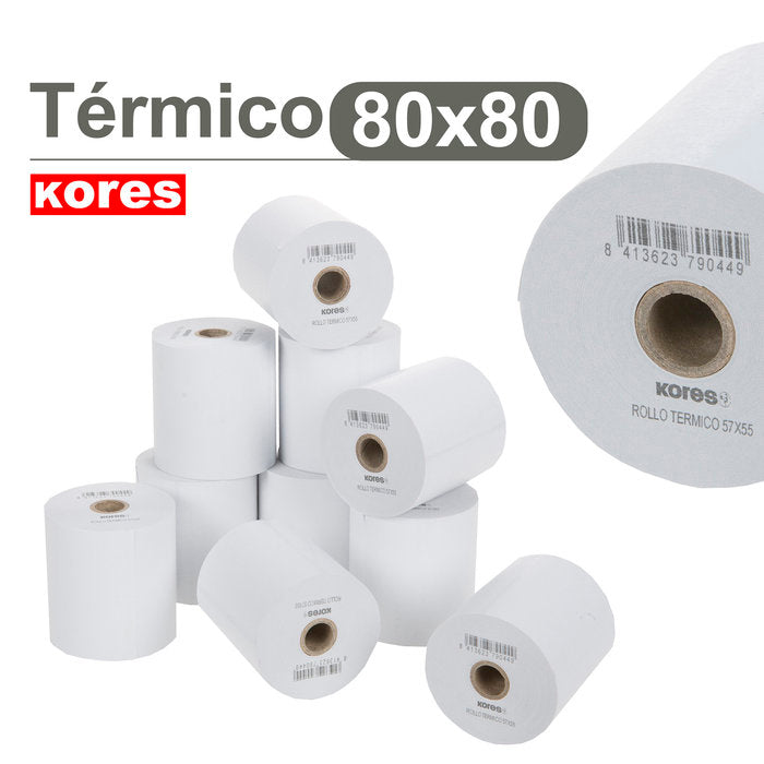 ROLLOS PAPEL TERMICOS SIN BISFENOL A 80X80X12 MM 78 M | 8 UNIDADES | (GRAFOPLAS) Imagen principal del producto
