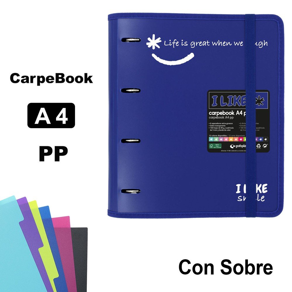 Carpebook 4 Anillas 35 mm PP A4 Like2 Azul GRAFOPLAS DISEÑO