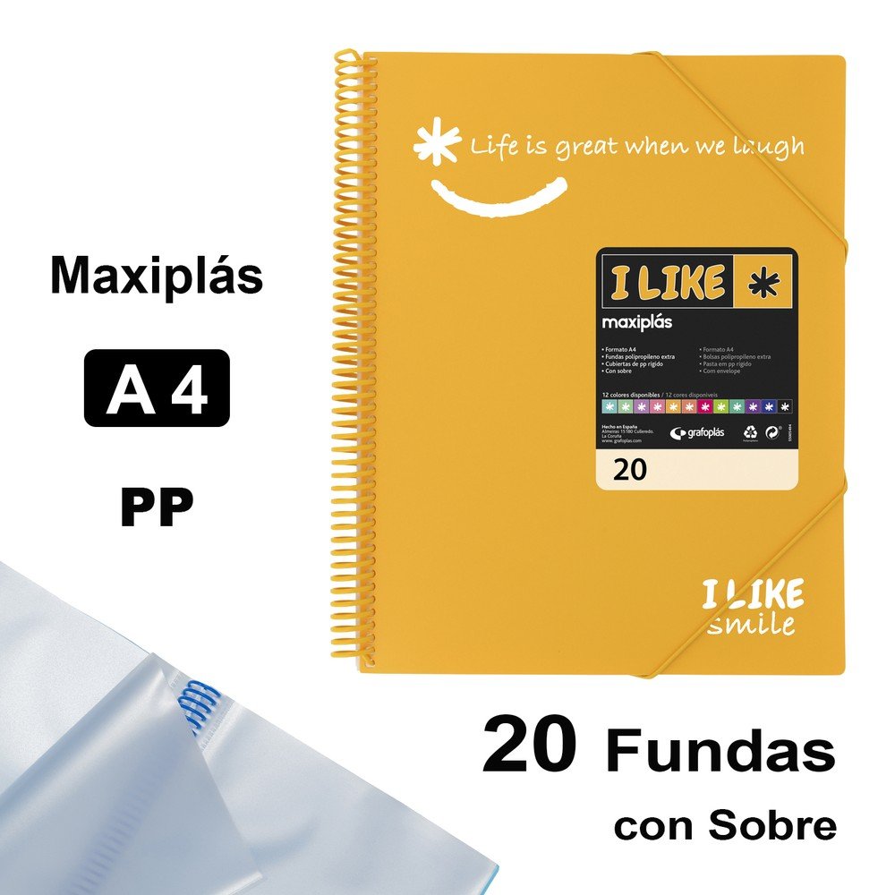 CARPETA 20 FUNDAS MAXIPLAS LIKE2 A4 MANDARINA | 1 UNIDADES | (GRAFOPLAS)