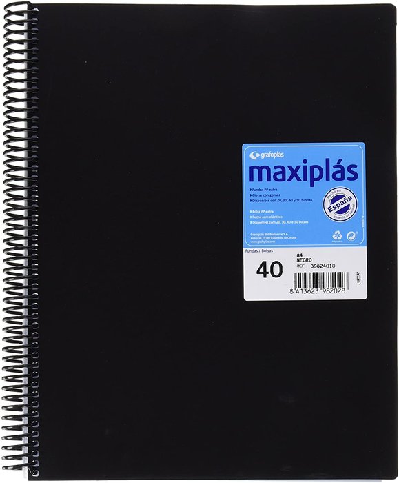 CARPETA 40 FUNDAS MAXIPLAS NEGRA | 1 UNIDADES | (GRAFOPLAS) Imagen principal del producto