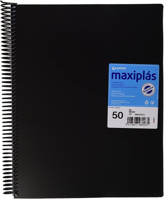 CARPETA 50 FUNDAS MAXIPLAS NEGRA | 1 UNIDADES | (GRAFOPLAS) Imagen principal del producto