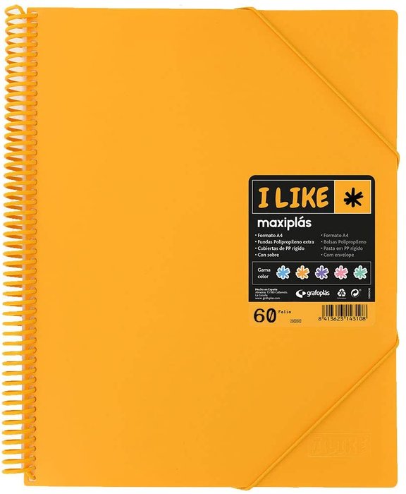 Carpeta 60 Fundas Maxiplas Like Mandarina GRAFOPLAS