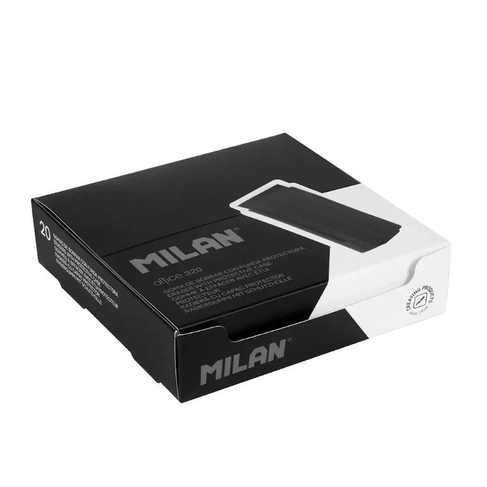 Gomas de borrar C/20 Nata Negra Milan Funda Office Shadow