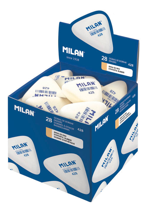 GOMA MILAN 428 MIGA DE PAN TRIANGULAR GRUESAS COLOR BLANCO | 28 UNIDADES | (MILAN)