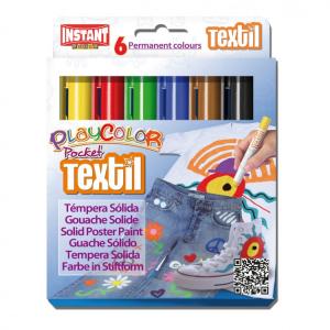 TEMPERA SOLIDA PLAYCOLOR TEXTIL POCKET 6 COLORES SURTIDOS | 1 UNIDADES | (INSTANT)