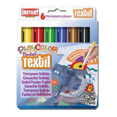 TEMPERA SOLIDA PLAYCOLOR TEXTIL POCKET 6 COLORES SURTIDOS | 1 UNIDADES | (INSTANT)