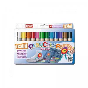 TEMPERA SOLIDA PLAYCOLOR TEXTIL POCKET 12 COLORES SURTIDOS | 1 UNIDADES | (INSTANT)