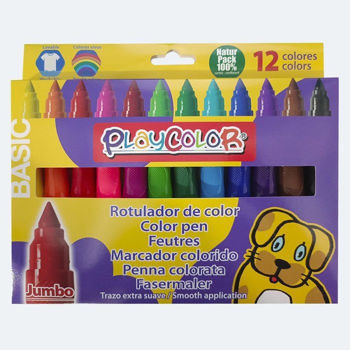 Rotulador Playcolor Jumbo Basic 12 Colores | Instant | Pack 6 Unidades
